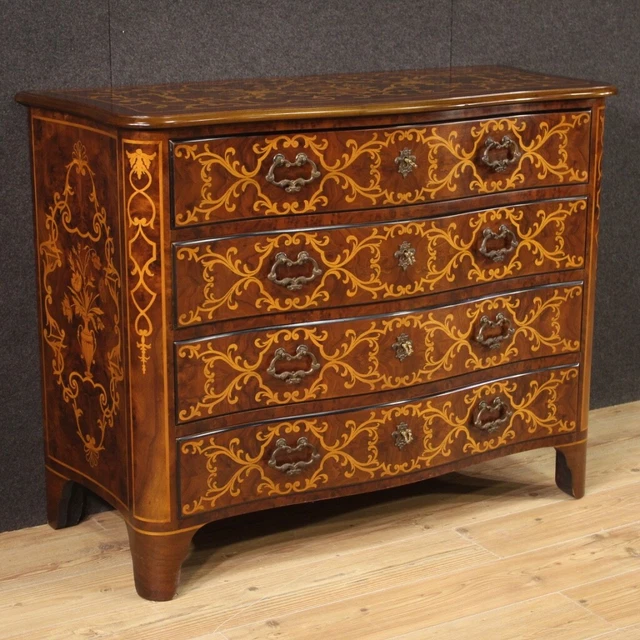Comoda mueble aparador con incrustaciones estilo antiguo Luis XIV 900