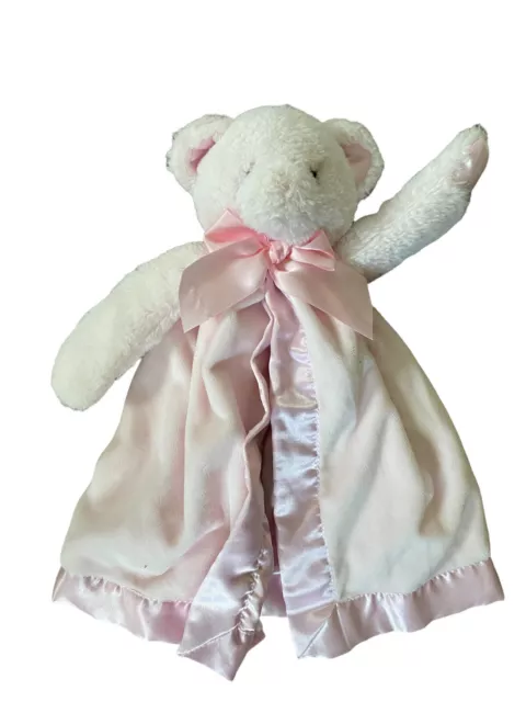 Bearington Bear Pink Bear Baby Security Blanket Lovey Satin Bow