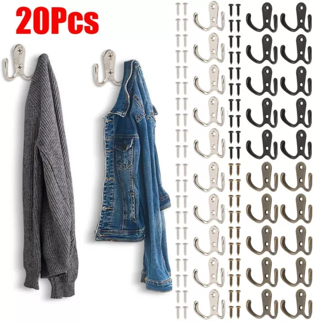 20pcs Hanging Metal Single Hook Clothes Hat Coat Robe Wall Door Hangers Hooks
