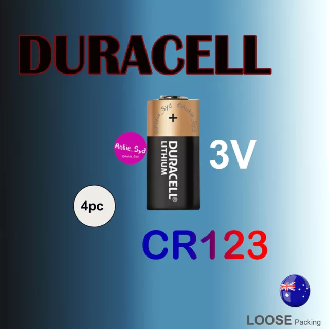 4x Duracell CR123 CR123A Lithium 3V Battery Camera Photo Flashlight Batteries