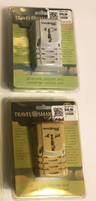 Lot of 2 Travel Smart by Conair All-In-One Adapter    TS253 (Package discolored)