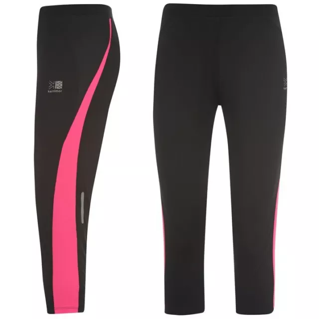 Ladies Karrimor Black Pink  Size 8 3/4 Capri Pant Bottoms Leggings Running Gym