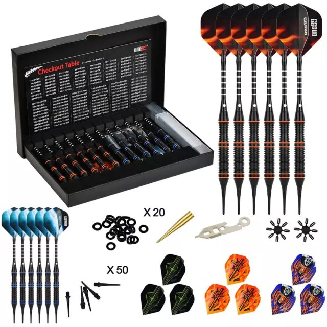 Dartpfeile soft Set 12 Softdart Pfeile 62 Kunststoff Dartspitzen + 16 Flights DE