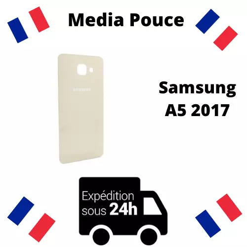 Vitre Façade Arrière Cache Batterie Pour Samsung Galaxy A5 2017 Adhésif Or/Bleu