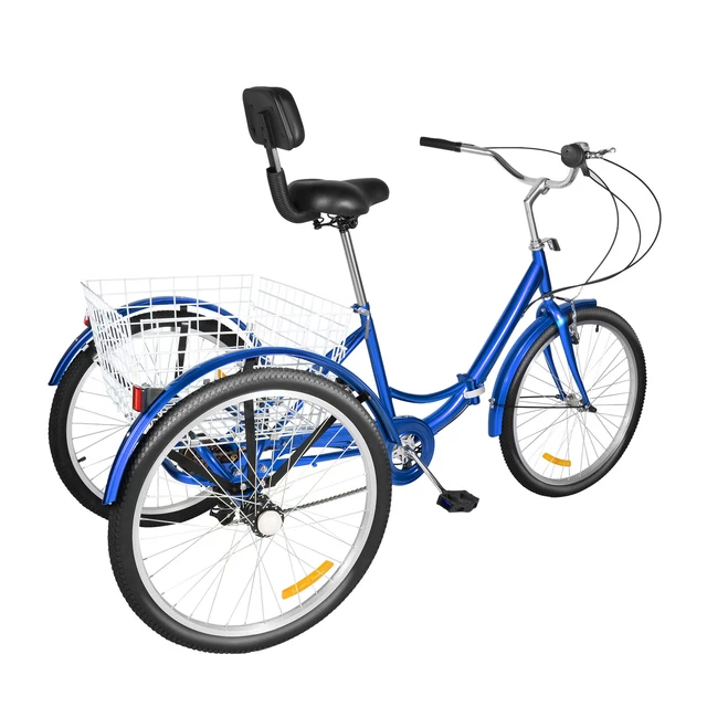 24 Zoll 7-Gang Erwachsenendreirad - Klappbares Dreirad Mit Korb Aus Aluminium