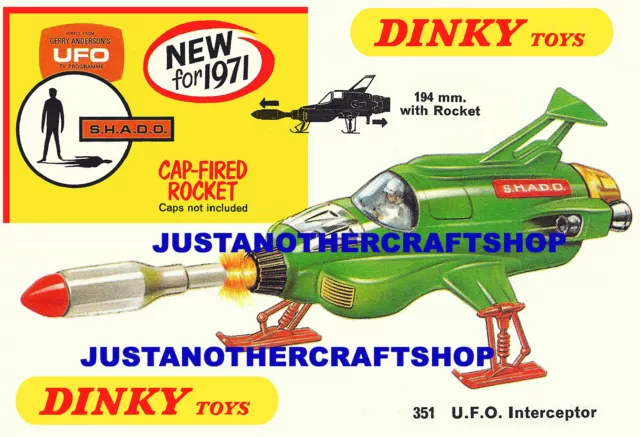 Dinky Toys 351 UFO Interceptor A3 Size Poster Advert Leaflet Shop Sign Anderson