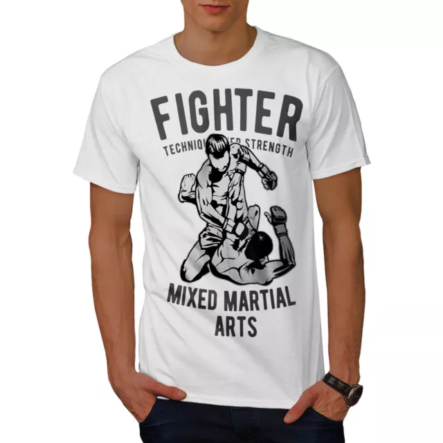 T-shirt da uomo Wellcoda Fighter Martial Art, maglietta stampata MMA graphic design