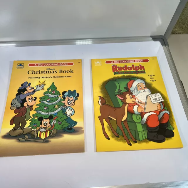 Rudolph the Red-Nosed Reindeer And Mickeys Christmas Carol Coloring Books 1986