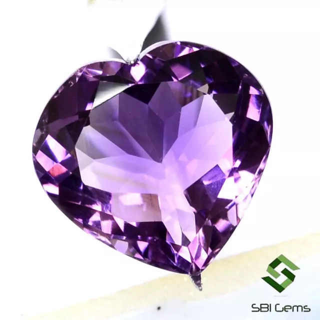 28.76 Cts Certified Natural Amethyst Heart Shape Cut 22x22 mm Untreated Gemstone 2