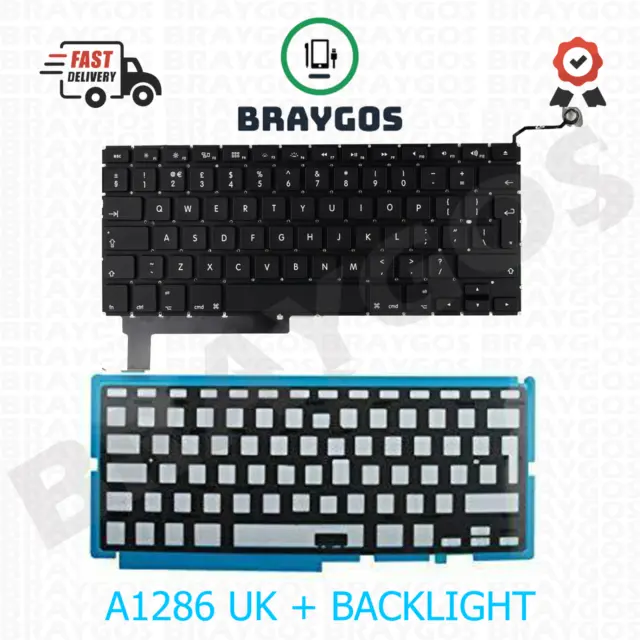 For Apple MacBook Pro 15" A1286 2009 - 2012 UK Laptop Keyboard With Backlight