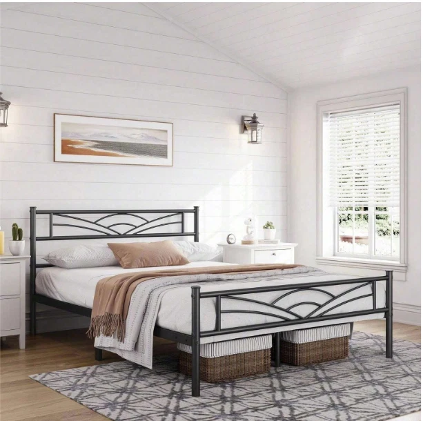 Picture Idea: Luxury Metal Bed Frame With Headboard And Footboard Heavy Duty