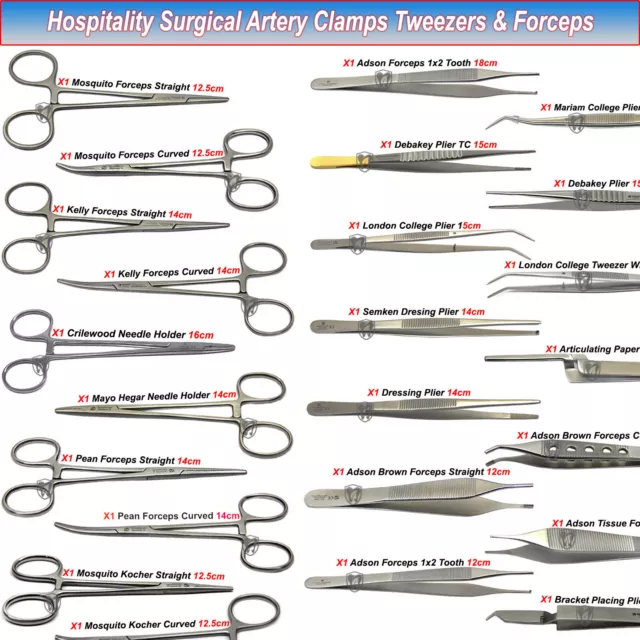 Surgical Hemostat Forceps Mosquito, Kelly Pean Towel Artery Clamp, Adson Tweezer