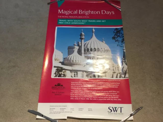 South West Trains UK Brighton information poster in excellent condition