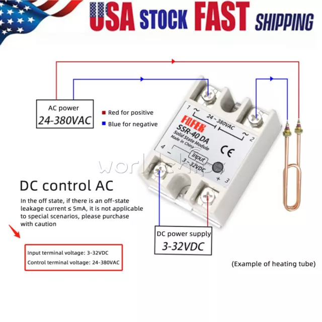 1-10PCS SSR-25DA Solid State Relay Module 25A DC3-32V Input AC24-380V Output USA