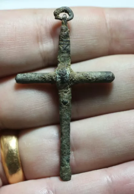 Zurqieh -As22173- Ancient Byzantine Large Bronze/Silver? Cross. 1000 A.d 3
