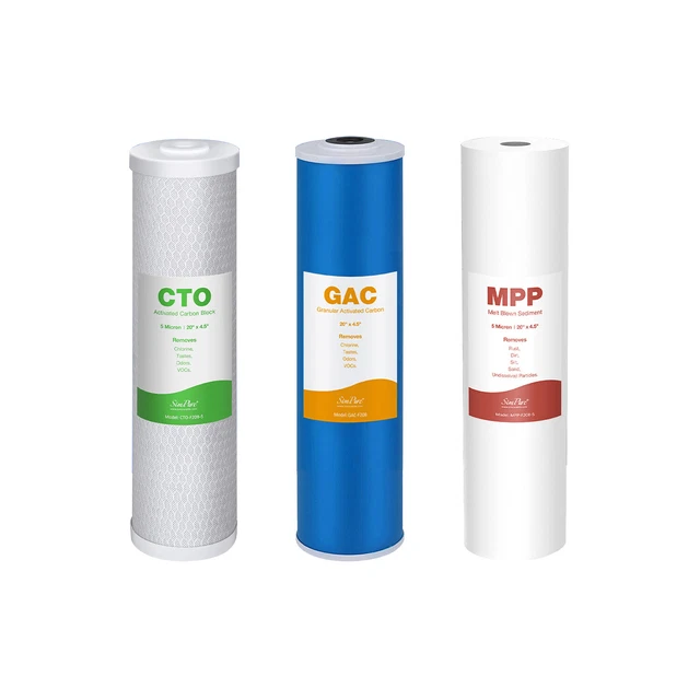 Repuesto de filtro de agua PP GAC CTO para sistema de filtro de agua para toda la casa DB20P-3