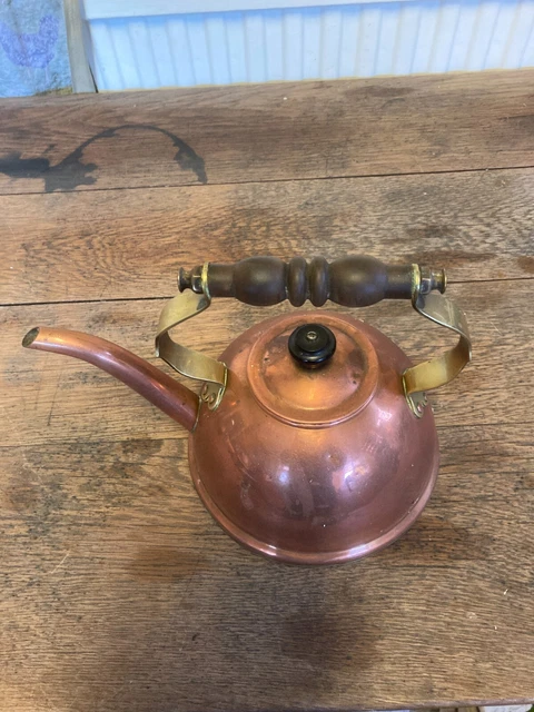 Vintage Copper Kettle with wooden handle