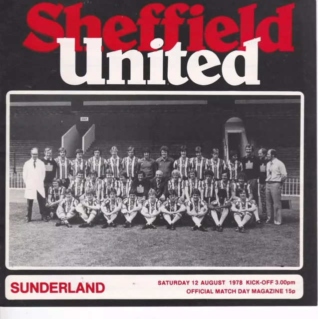 Sheffield Utd V Sunderland  Anglo Scottish Cup  12/8/78