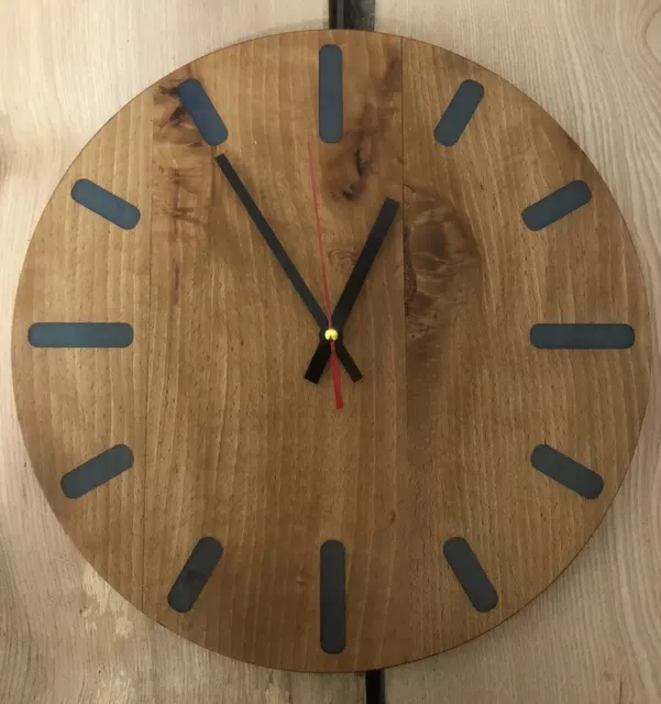 Stunning Wooden Wall Clock Resin Insets Beech Hardwood.