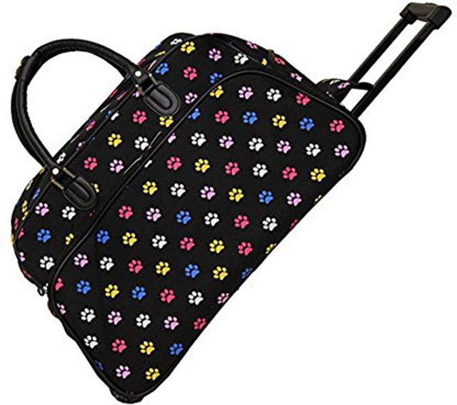 Women's Paw Print 21" Rolling Duffel Bag Suitcase Garment Carry-on Duffle-Multi