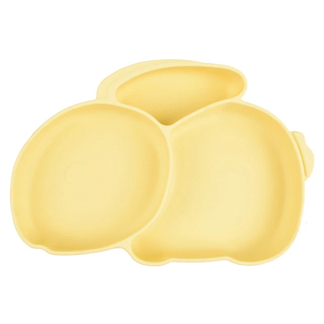 Cartoon Children Dishes Cute Silicone Baby Feeding Dishes Baby Cutlery (Yellow) 3