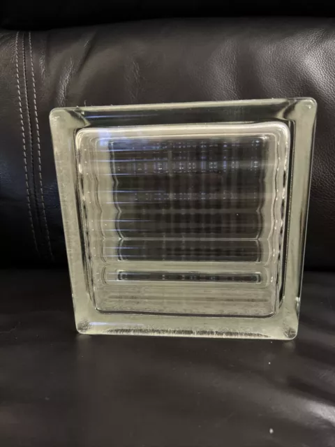 Vintage Reclaimed Art Deco ~1950s Architectural Glass Block 5.6 x 5.6 x3.75