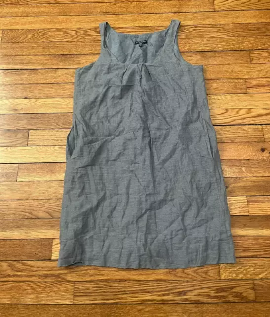 Eileen Fisher Shift Dress Gray Sleeveless Scoop Neck Women's Size Medium Petite