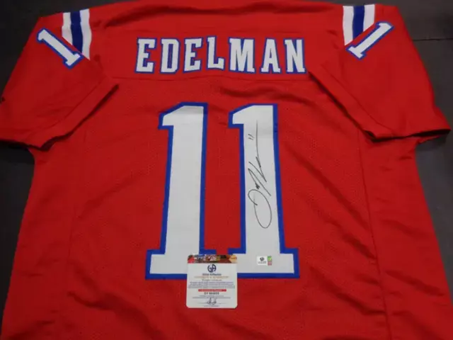 Julian Edelman New England Patriots Autographed Custom Football Jersey GA coa 2