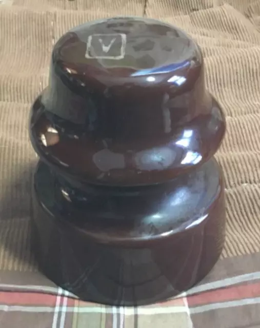 Vintage Brown Glazed Porcelain Victor Insulator