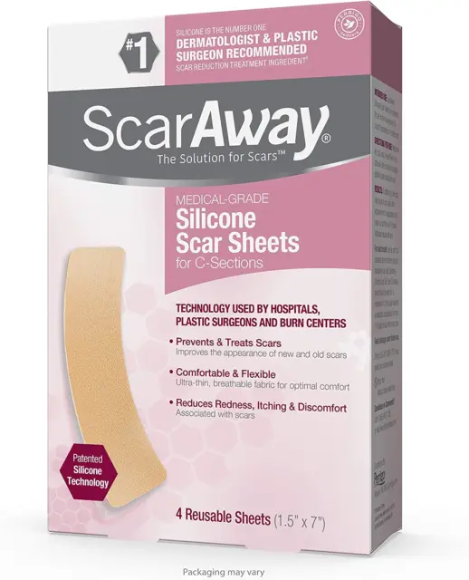 Scaraway Advanced Skincare Silicone Scar Sheets for C-Sections, Reusable Sheets