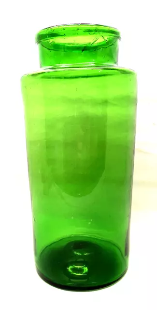Antik Großer -glas Apotheke 34 CM aus Glas Mundgeblasen Grün Dekoration Vintage 6