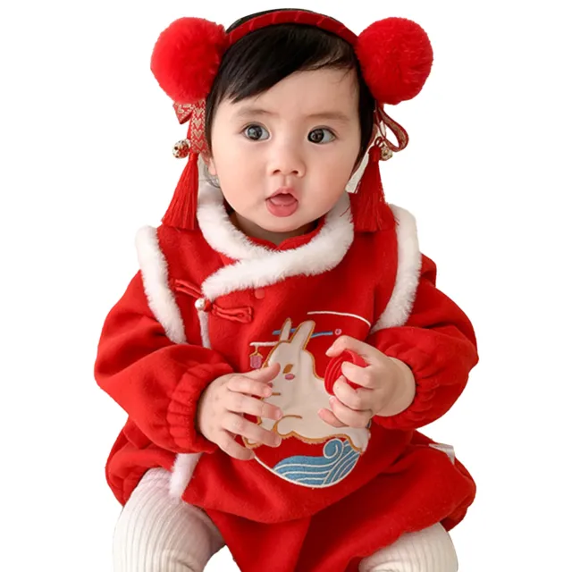(73CM)Children's Chinese Traditional Baby New Year Velvet Outfit For