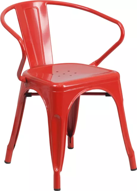 Industrial Style Red Metal Restaurant Chair - Outdoor Cafe Bistro Chair