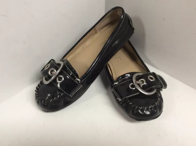 Nine West Girls Shoes Flats Size 13 M Black Silver Loafer Moccasin Julissa F45