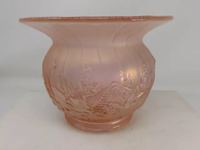 Fenton Pink Stretch Iridescent Glass Wildflower Bowl Vase