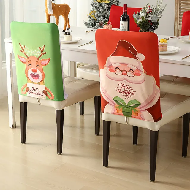 Christmas Xmas Banquet Chair Cover Santa Party Dining Room Seat Decoration