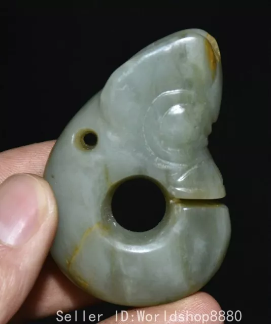 2.2" Ancient China Hongshan Culture Hetian Jade Carved Pig Dragon Amulet Pendant