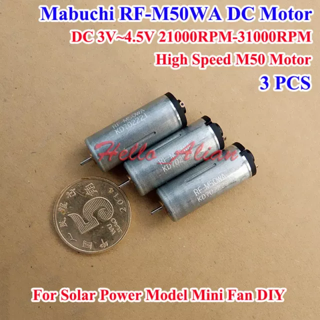 3PCS DC3V~4.5V 31000RPM High Speed Mabuchi M50 Motor Micro Solar Power Motor DIY