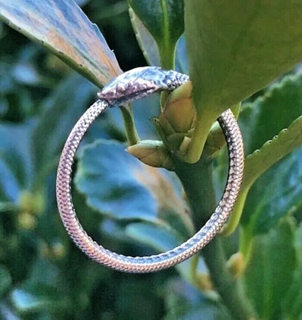 925 Sterling Silver Ouroboros Snake Ring Oxidized Serpent Gothic Ring Sz 8