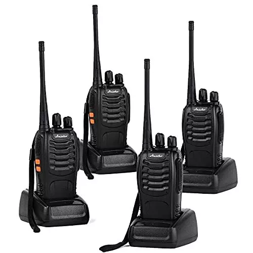 Ansoko Long Range Walkie Talkies Rechargeable Two Way Radios Black-4 Pack