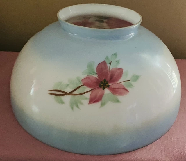 Vintage Antique Hand Painted Flower Milk Glass Lamp Shade EC XL BEAUTIFUL!! 7