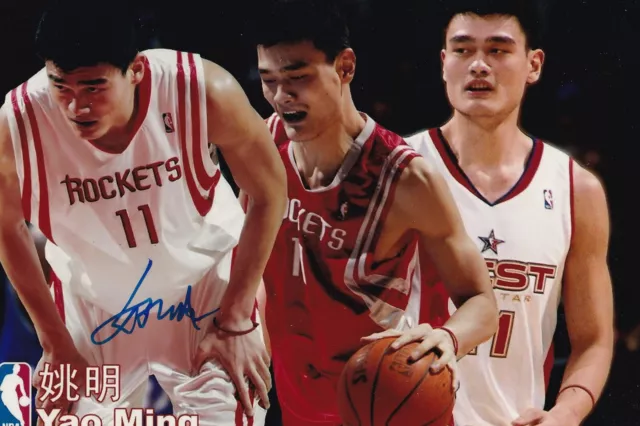 Yao Ming Signed Autographed 4x6 Photo Houston Rockets Chinese NBA #1 Pick