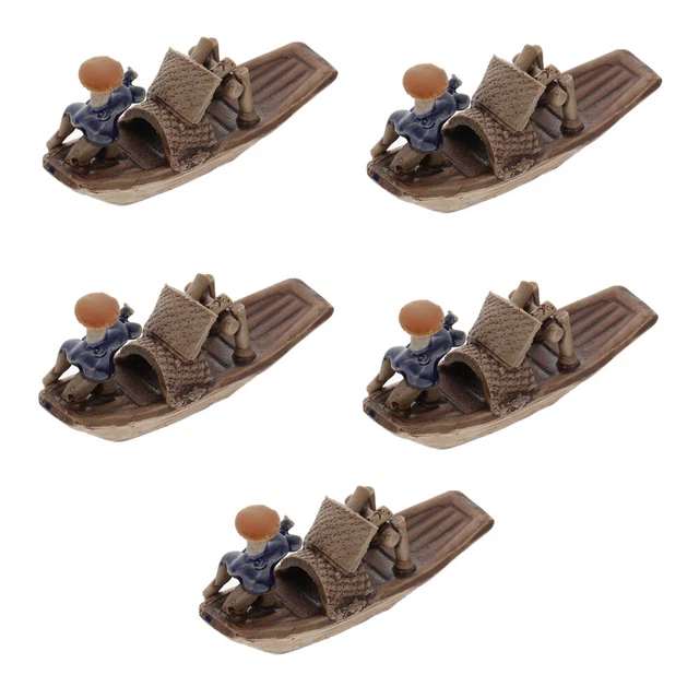 5 Pcs Garden Rockery Ceramics Miniature Glass Ornaments Micro Boat