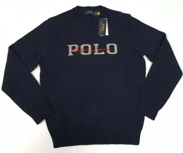 Polo Ralph Lauren Logo Signature Crewneck Cotton Intarsia Knit Sweater Gentleman 3