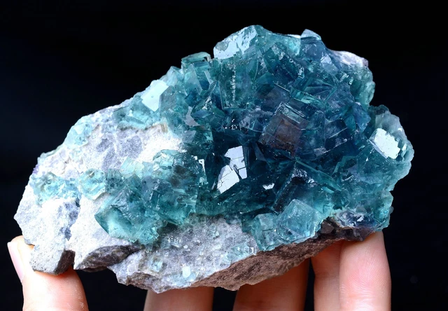 363g New Find Transparent Blue Cube Fluorite CRYSTAL CLUSTER Mineral  Specimen 2