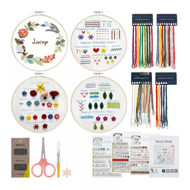 4Pcs Embroidery Kit Portable Stitch for Beginners Adults Embroidery Starterξ