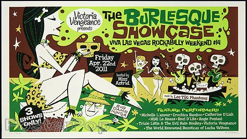 Viva Las Vegas VLV 14 Burlesque Silkscreen Poster Derek Yaniger Signed Tiki Mug