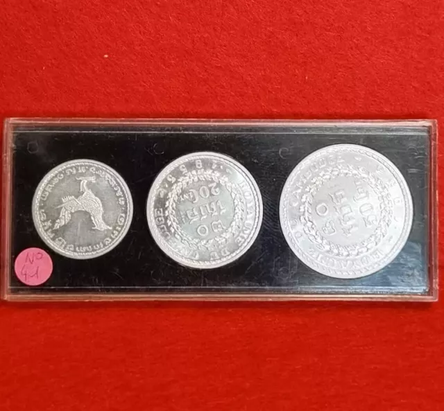 Cambodge. Coffret Monnaie Paris. 3 Essais 10, 20 et 50 cents 1953. FDC
