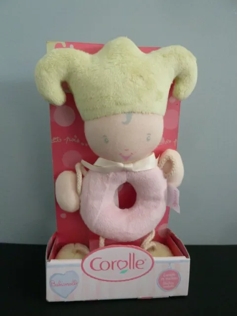 A9- Doudou Hochet Poupee Lutin Corolle Rose Vert Grelot - Neuf