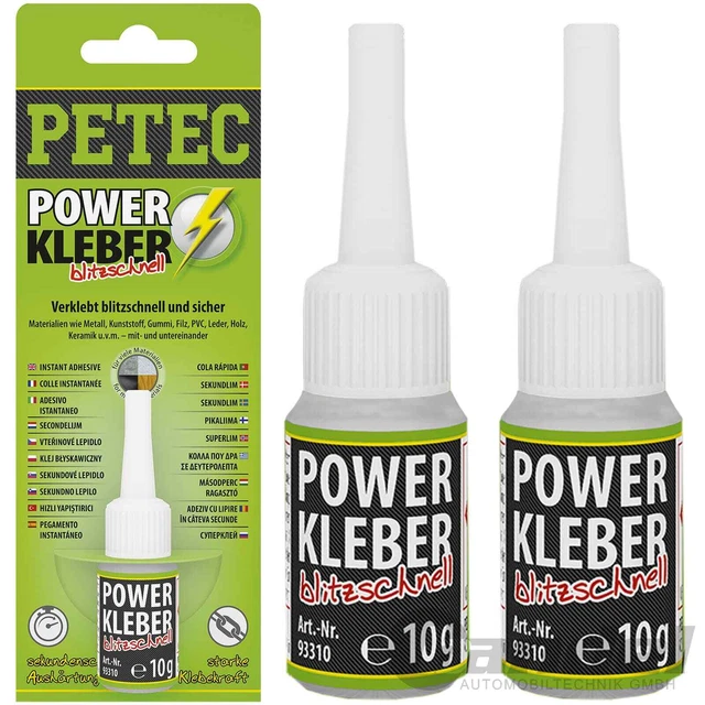 2x 10g PETEC POWER ADESIVO UNIVERSALE SECONDO ADESIVO FULMINEO